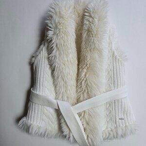 DKNY Girls Faux Fur Knitted Vest reversible